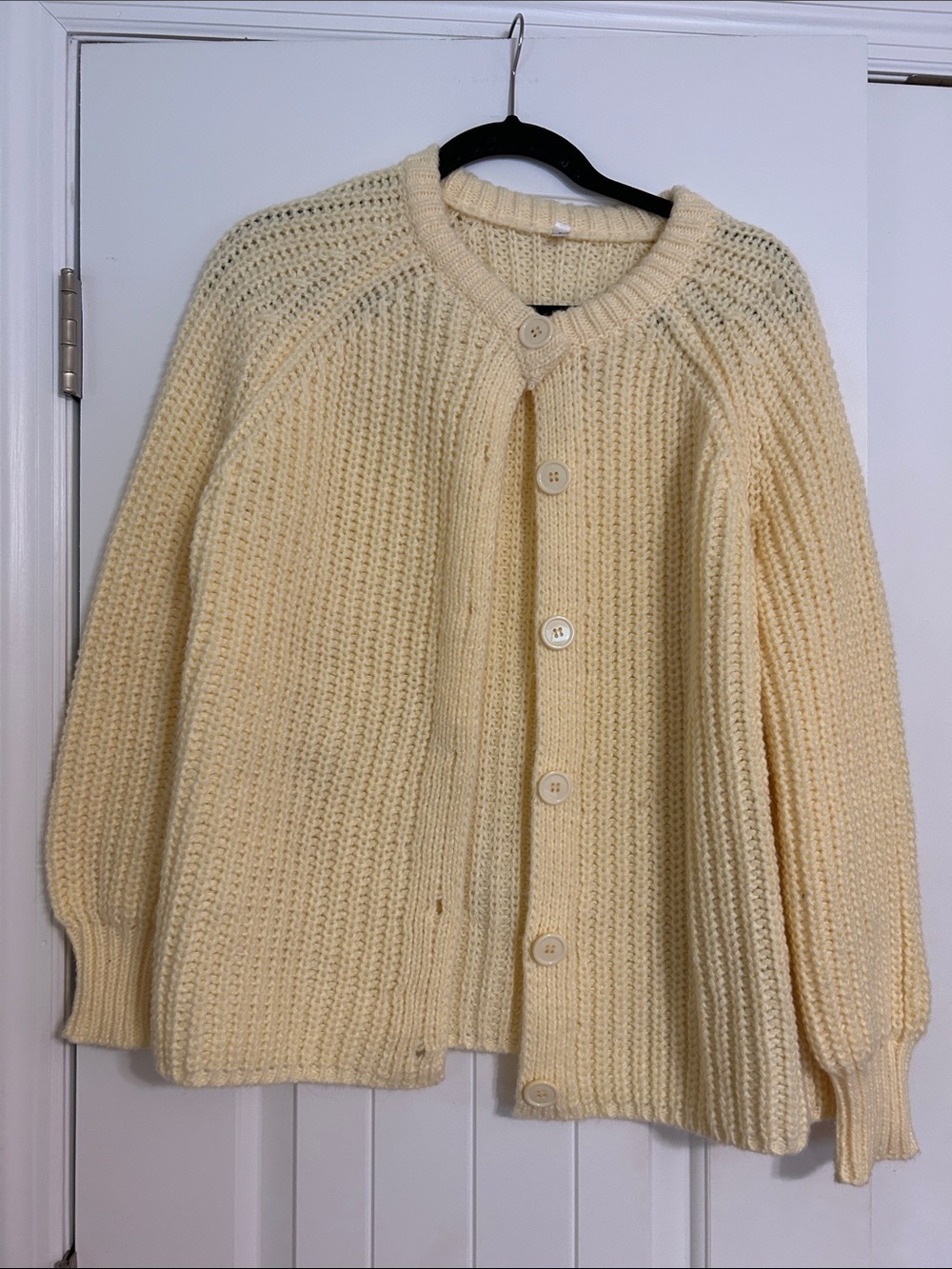 Amazon Butter Yellow Knit Button-Up Cardigan